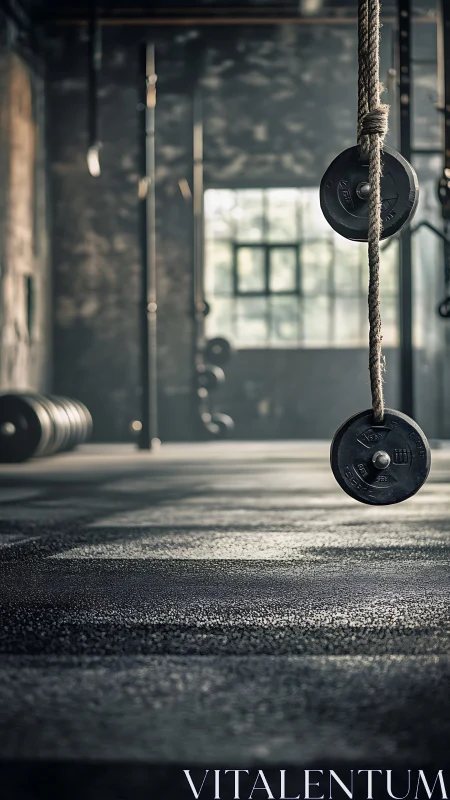 Quiet morning weight room capturing strength in stillness.