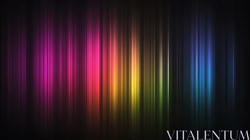 Chromatic light spectrum lines over deep black gradient.