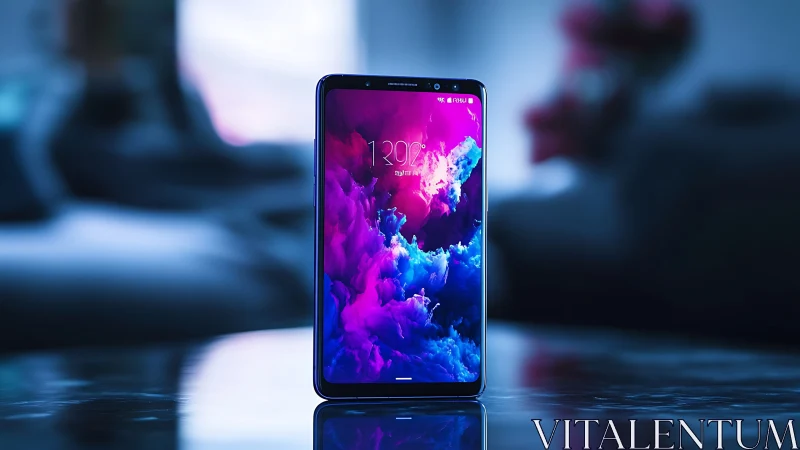 Premium Smartphone with Chromatic Fluid Display Wallpaper and Notch Bezel