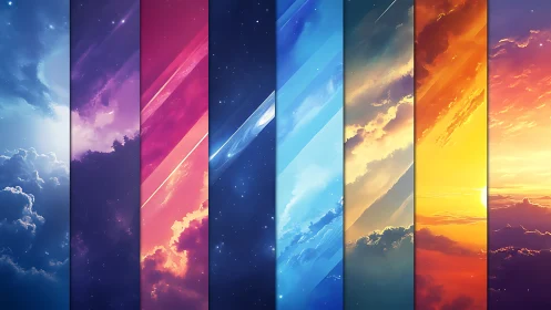 Skyline daydreams in shifting bands of color and light.