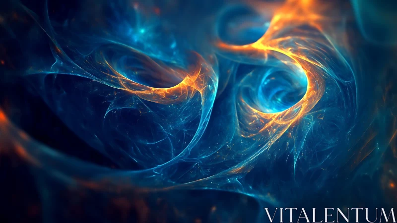 Fiery blue cosmic swirls twist through a luminous void