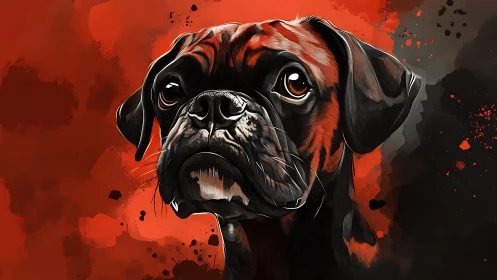 Boxer dog portrait rendered in high contrast digital art
