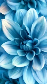 Blue Dahlia Bloom: Layered Petals in Monochromatic Radiance.