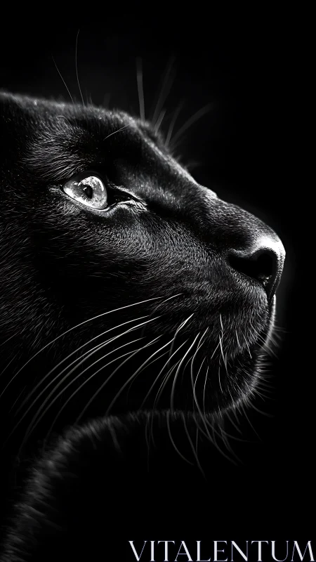 Black Cat Profile Stares with Piercing Eyes