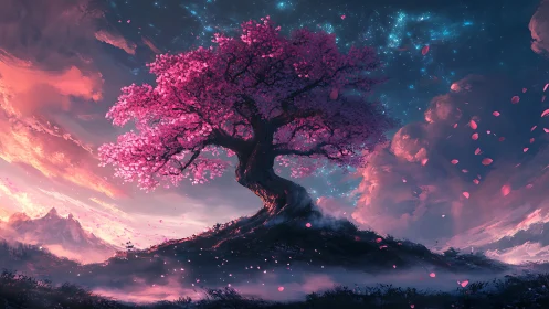 Starlit blossom sentinel bends twilight into quiet magic