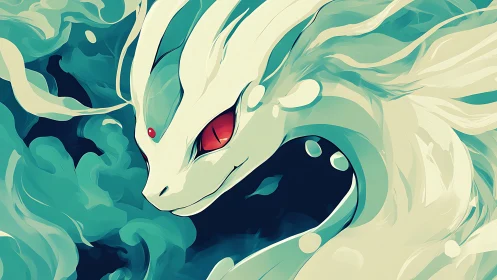 Serpentine elemental dragon rendered with flowing teal vapor forms