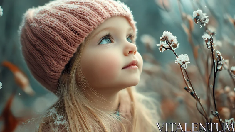 Wonder Discovered: Young Explorer Gazes Skyward Through Frosted Winter