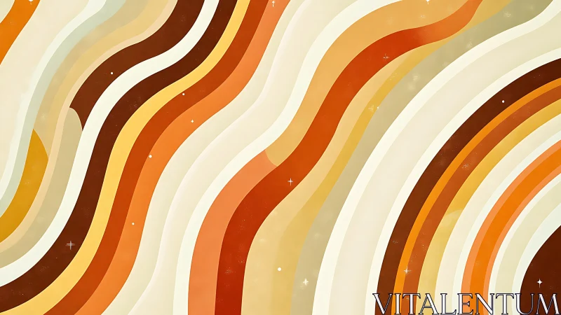 Retro warm wave stripes curve across space-toned field.