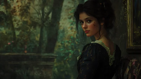 Wounded garden muse turning toward a half-remembered secret.