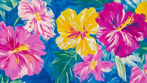Tropical hibiscus daydream splashed in carnival color.