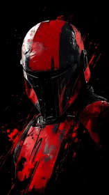 Scarlet-armored hunter carves silence from the dark void