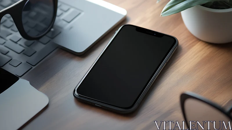 Modern Workspace with Smartphone and Tech Accessories.