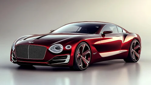 Crimson luxury coupe basking in soft studio light magic.