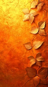 Golden floral relief climbs textured metallic background.