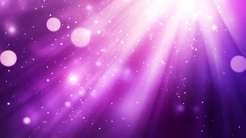 Radiant Abstract Purple Light Rays with Sparkling Bokeh Effect.