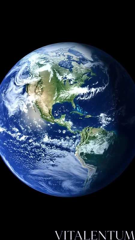 Earth from space showing North and South America in view.