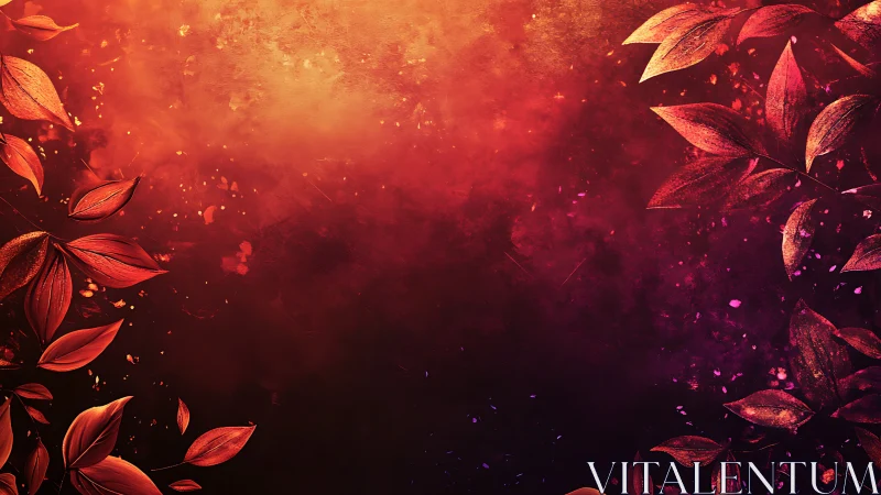 Chromatic leaf gradients framing incandescent bokeh field.