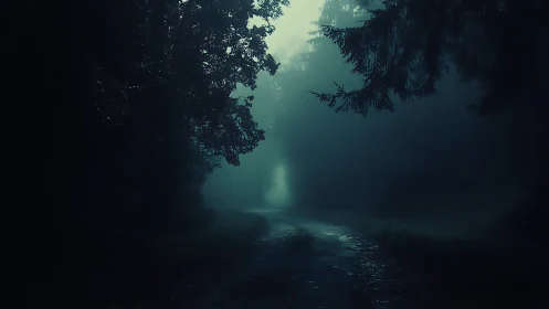 Ethereal Forest Canopy with Volumetric Light Rays Through Misty Woodland.