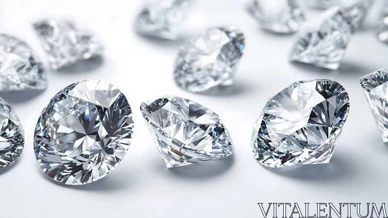 Brilliant cut diamonds sparkle across a luminous surface.