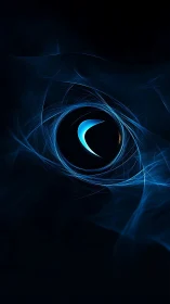 Fractal energy vortex encircling luminous crescent core sphere.