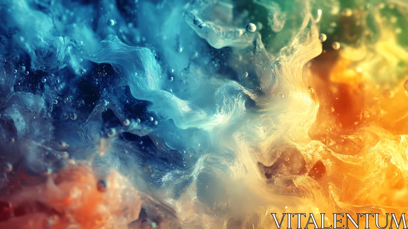 Colorful fluid waves in blue and orange digital abstract.