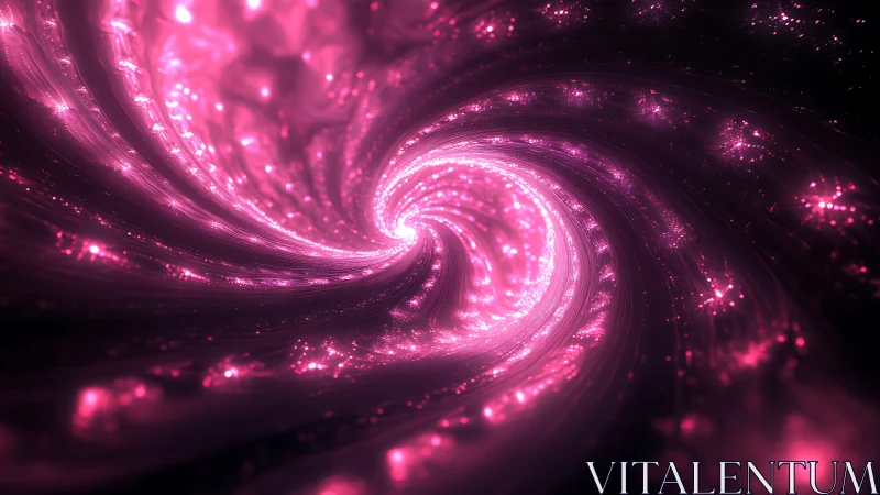 Luminous pink vortex of swirling abstract light forms.
