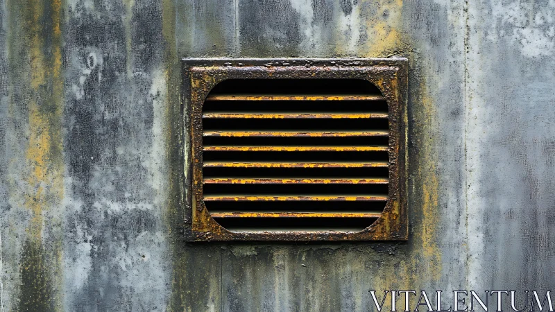 Rust kissed vent framed in weathered industrial whispers.