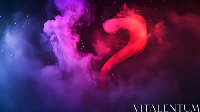 Colorful question mark rises from dreamy swirling smoke