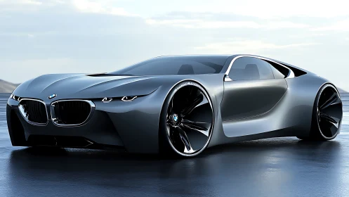 3D hypercar concept with fluid aerodynamics and chrome detailing.