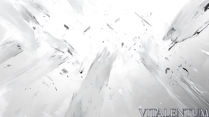 Abstract White and Gray Digital Painting with Dynamic Brush Strokes.