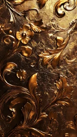 Baroque gold floral relief with ornate swirling foliage.