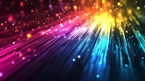 Vivid Abstract Light Streaks in Neon Colors, Digital Art Style.