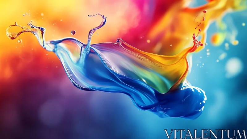 Liquid rainbows collide midair and sculpt a luminous ribbon