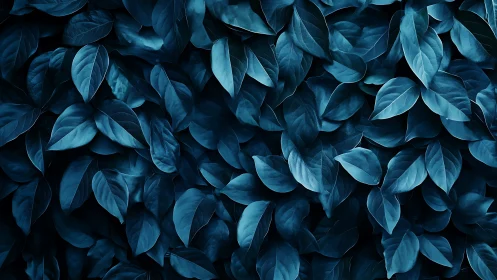 Monochrome cyan foliage texture emphasizes overlapping leaf geometry