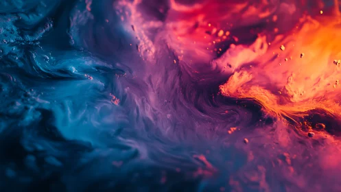 Abstract blue and orange fluid color motion artwork.