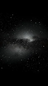 Soft starlit galaxy drifts quietly through deep black space