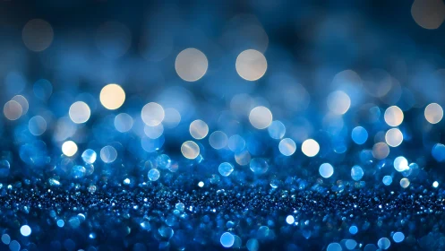 Shimmering Blue Glitter and Bokeh Lights in Abstract Style.