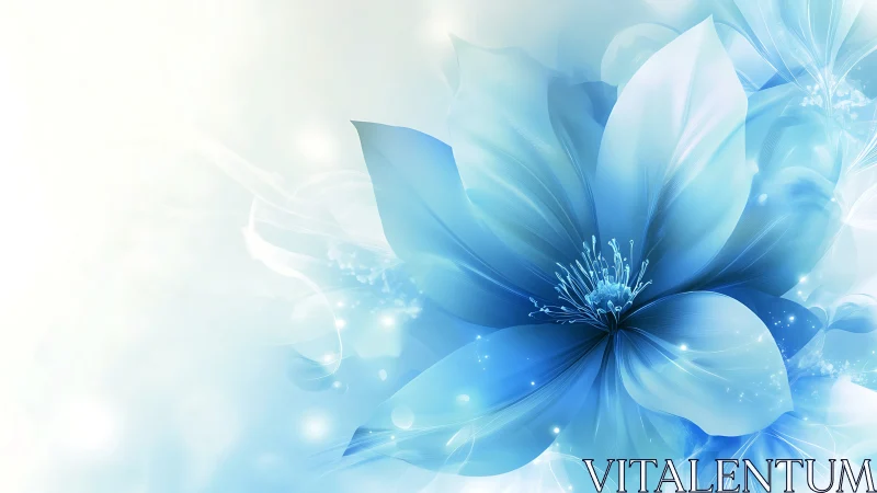 Ethereal Blue Blossom: Digital Botanical Abstraction.