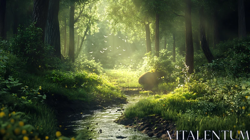 Enchanted Forest Stream: Nature's Peaceful Sanctuary.