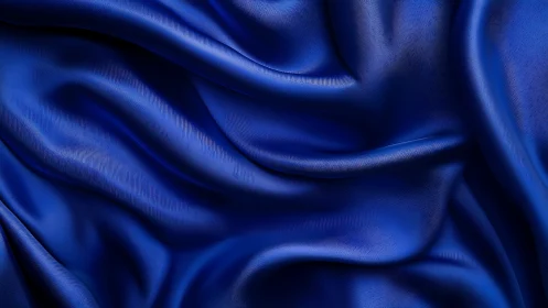 Luxurious Blue Silk Fabric with Dynamic Flowing Folds