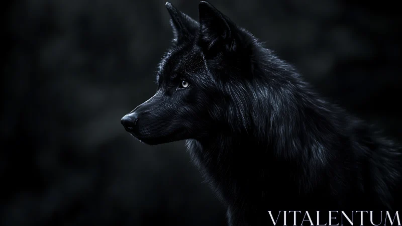 Midnight wolf profile carved from shadow and moonlight.