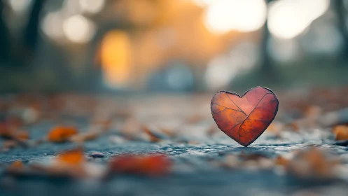 A Heart-Shaped Leaf Glows With Autumn's Warm Embrace.