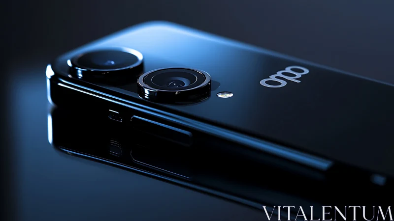 Midnight Oppo smartphone gleams with dual-lens allure.