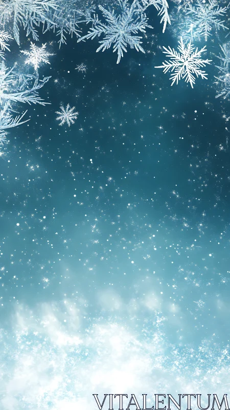 Glittering ice crystals hang over a dreamy winter sky.