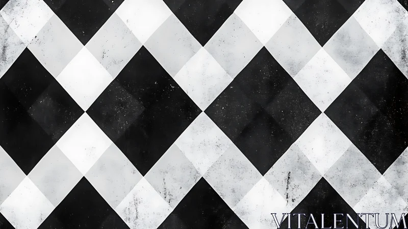 Grunge diamond checkerboard pattern in monochrome contrast.