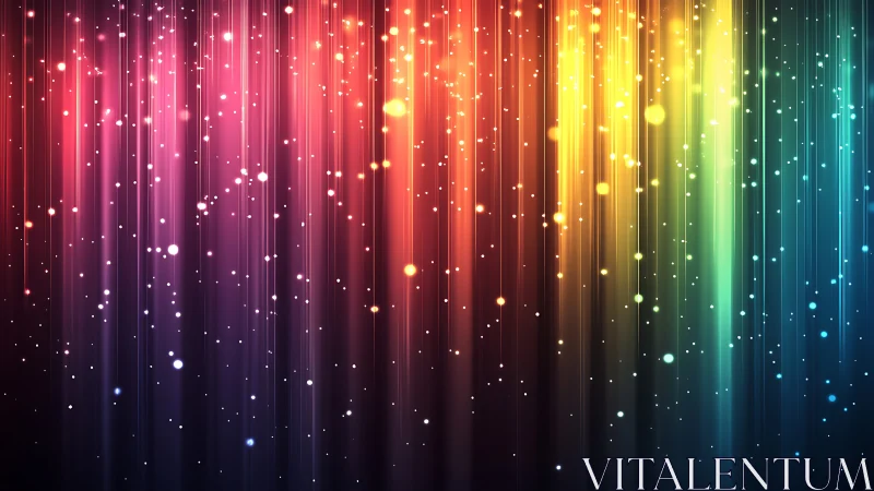 Spectrum light trails cascade across luminous gradient field.
