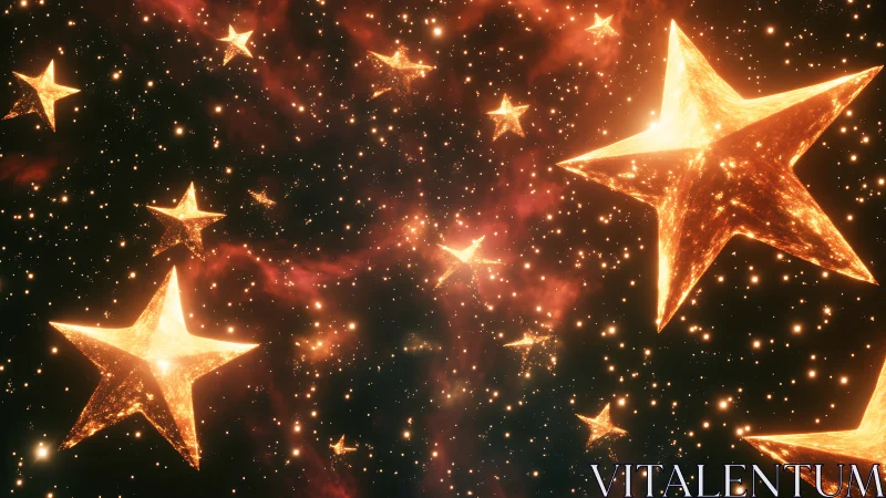 Luminous golden star forms drift through a deep cosmic void