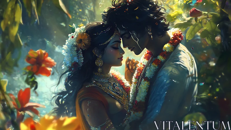 Celestial Romance: Divine Love Blooms Through Ethereal Light.