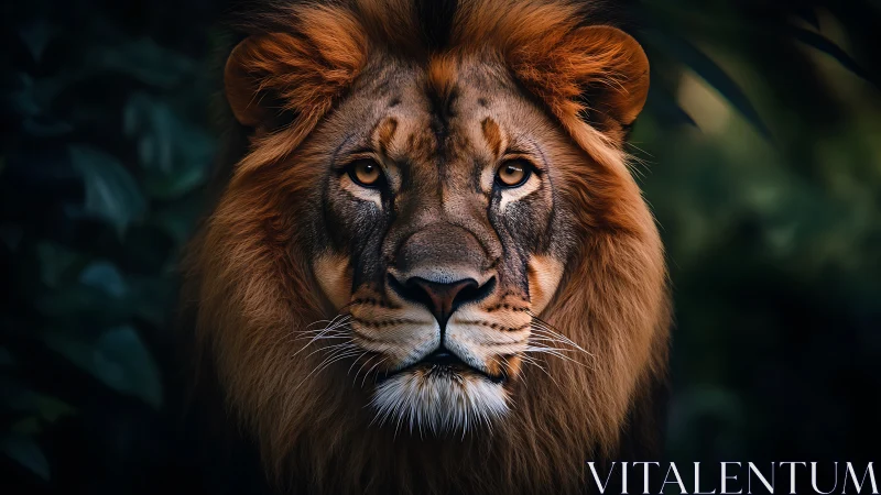 Male lion portrait rendered in high-contrast photoreal detail