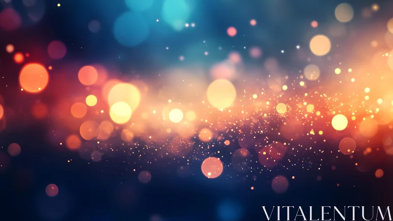 Colorful abstract bokeh lights background with glowing particles.